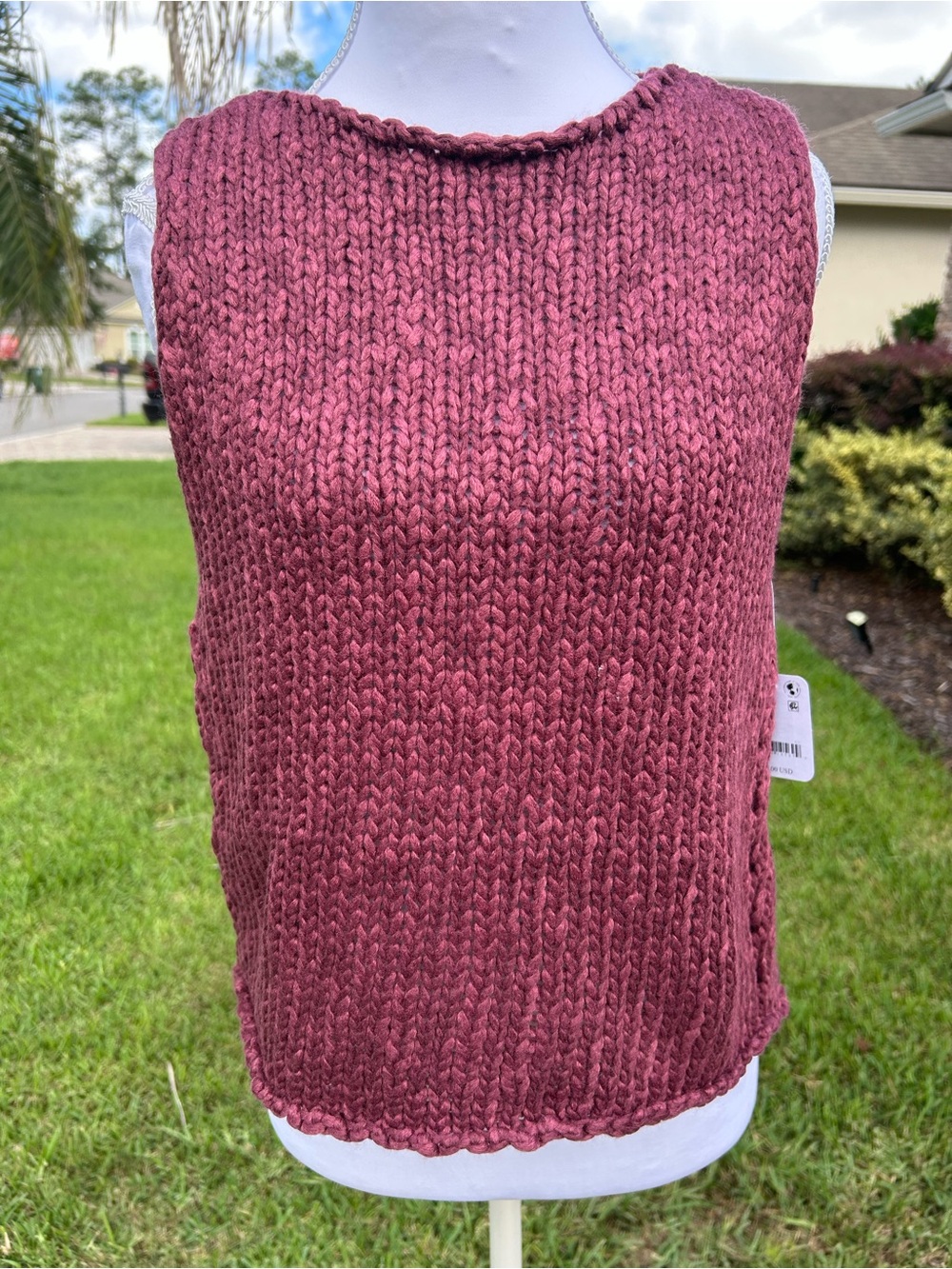 NWT🌷Free People Opal Rolled Round Neck Sleeveless Sweater Knit Tank Top - Picture 3 of 11